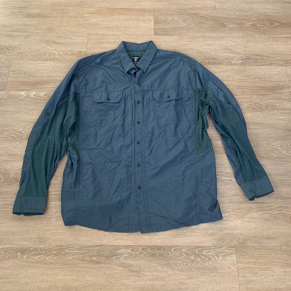 Kühl DESCENDR Heathered Blue Flannel Button Down Size XXL